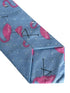 childrens light blue cotton tie with pink flamingo design
